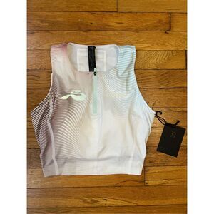 BANDIT RUNNING - ARES™ ZIP FRONT RACE CROP - MINTY BLUE GRADIENT